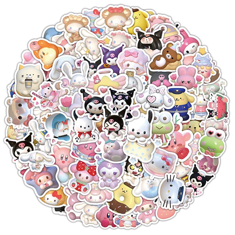 

COD✨100Pcs Stiker Sanrio Kucing 3D Kartun Lucu Stiker Tahan Anti Air Gelas Warna Untuk Alat Tulis Impor -Yinmer