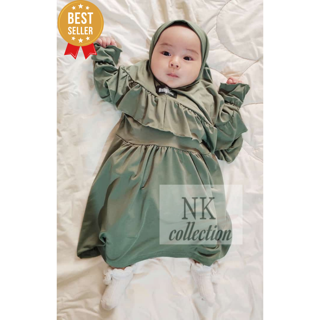 BAJU BAYI PEREMPUAN AZZAHARA, DRESS SATU SET PREMIUM KUALITAS BAGUS DRESS0-6 BULAN SAMPAI 6-12 BULAN