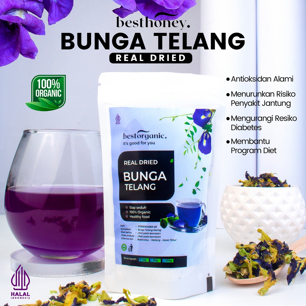 

Best Honey Teh Bunga Telang Kering Asli Organik 25gr atau 50gr