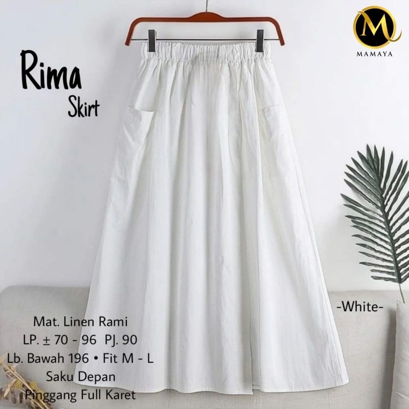 Rok panjang wanita linen polos pinggang karet Rima skirt by Mamaya
