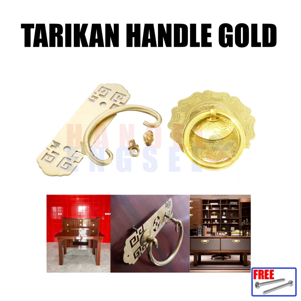 Tarikan Pintu Kuningan Antik / Handle Gebyok / Tarikan Pintu Laci Lemari Gold Antik / Handle Tarikan