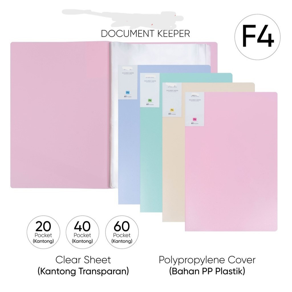 

Clear Holder Map Dokumen Document Keeper Folio F4 isi 20's Display Book Soft Pastel