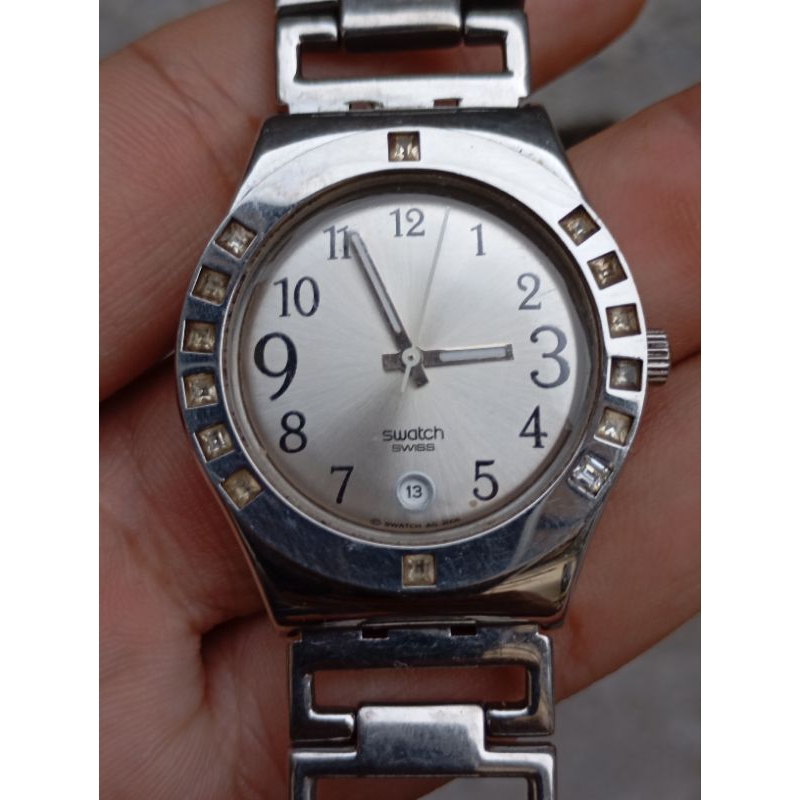 jam tangan swatch irony stainless stell original  second bekas