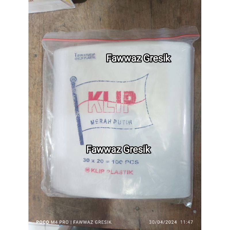 Plastik Klip ukuran 20x30 cm isi 100 lembar / Plastik Klip 20x30 cm Klip Baju Snack Makanan Beras Gu