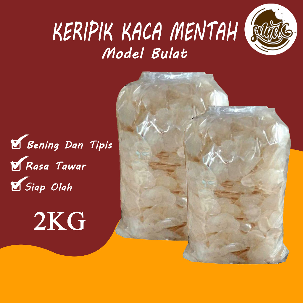 

Keripik Kaca Mentah Kemasan 2kg Model Bulat