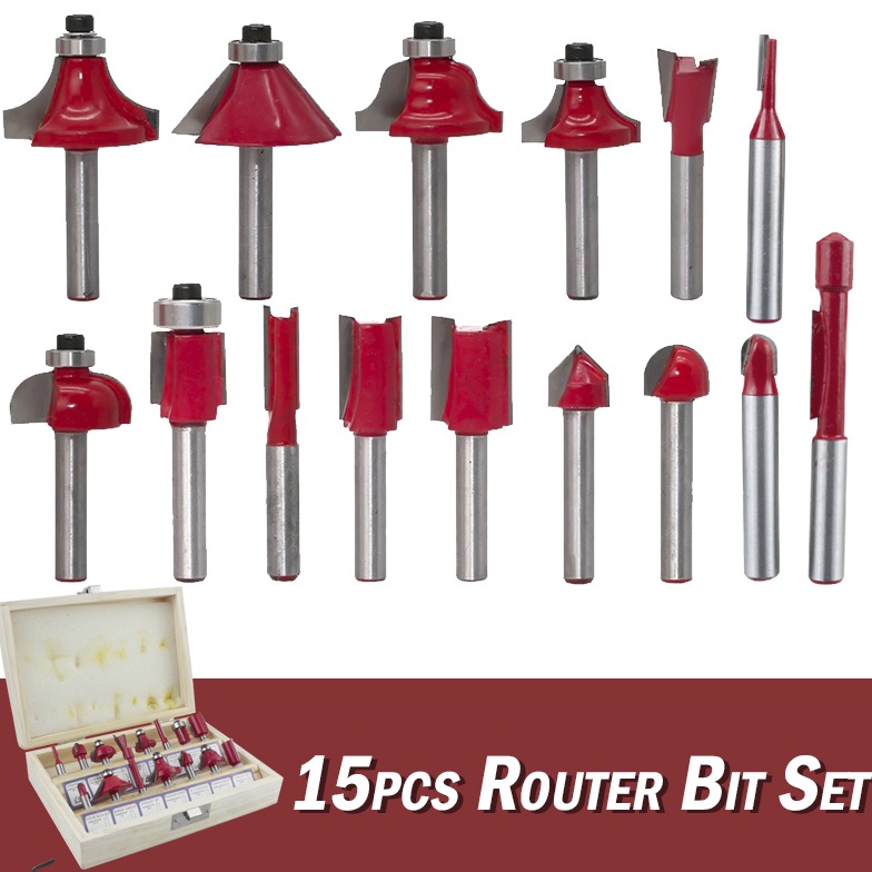 

Mata Mesin Profil Router Bit Set 15 Pcs 14 Untuk Membentuk Kayu Free Box Kayu 2741 ART P8Z3