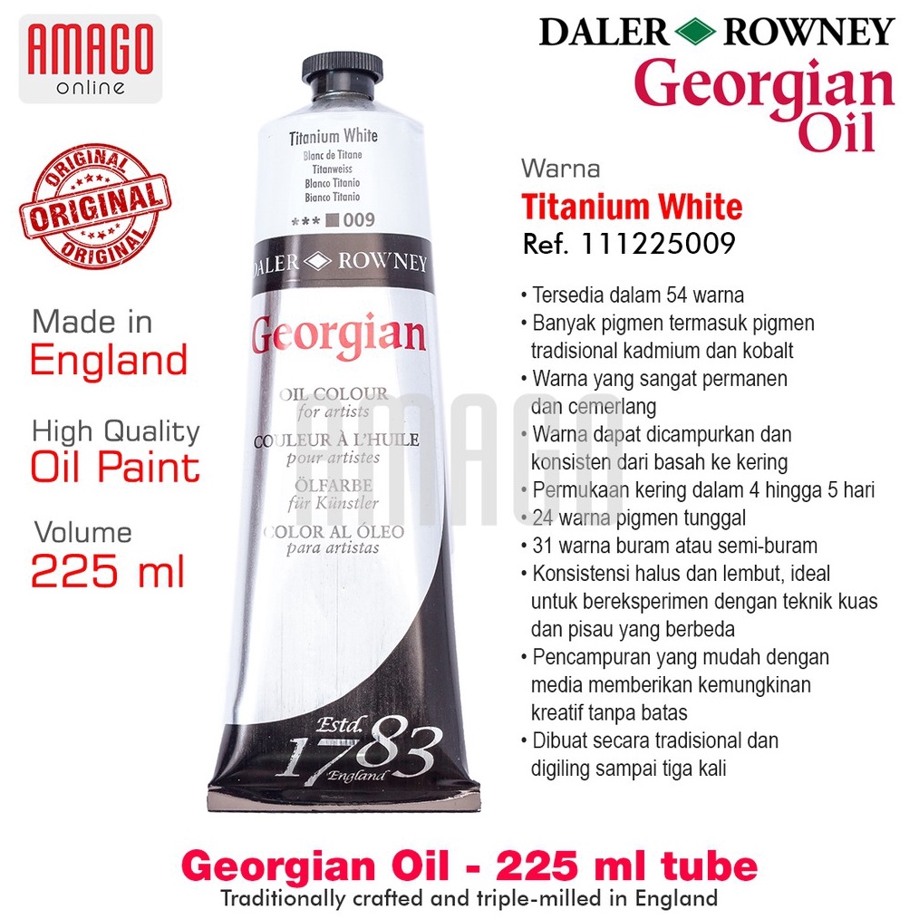 

Cat Minyak Lukis DALERROWNEY Georgian Oil Paint 225 ml Titanium White 1112259 ART Z9O7