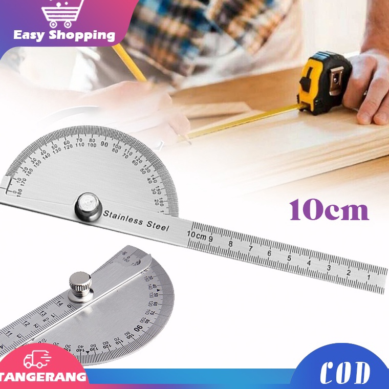 

18 Derajat Busur Derajat Stainless Protactor Alat Ukur Sudut 1mm Degree Protractor Busur Protractor Penggaris Jangka ART A5C2