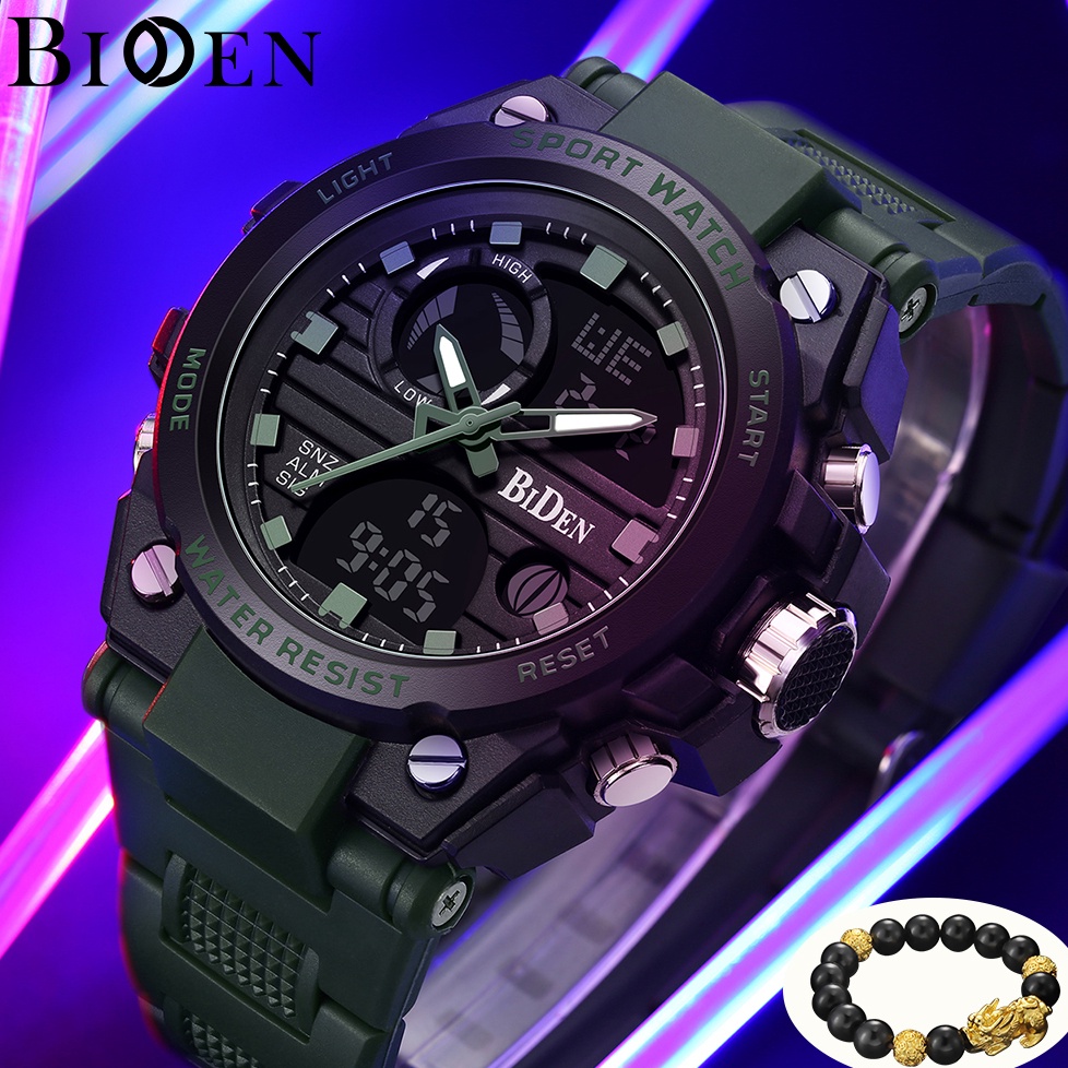 ART J85W BIDEN Jam Tangan Pria Olahraga Militer Anti Air Luminous AnalogDigital Tali Silikon Multifu