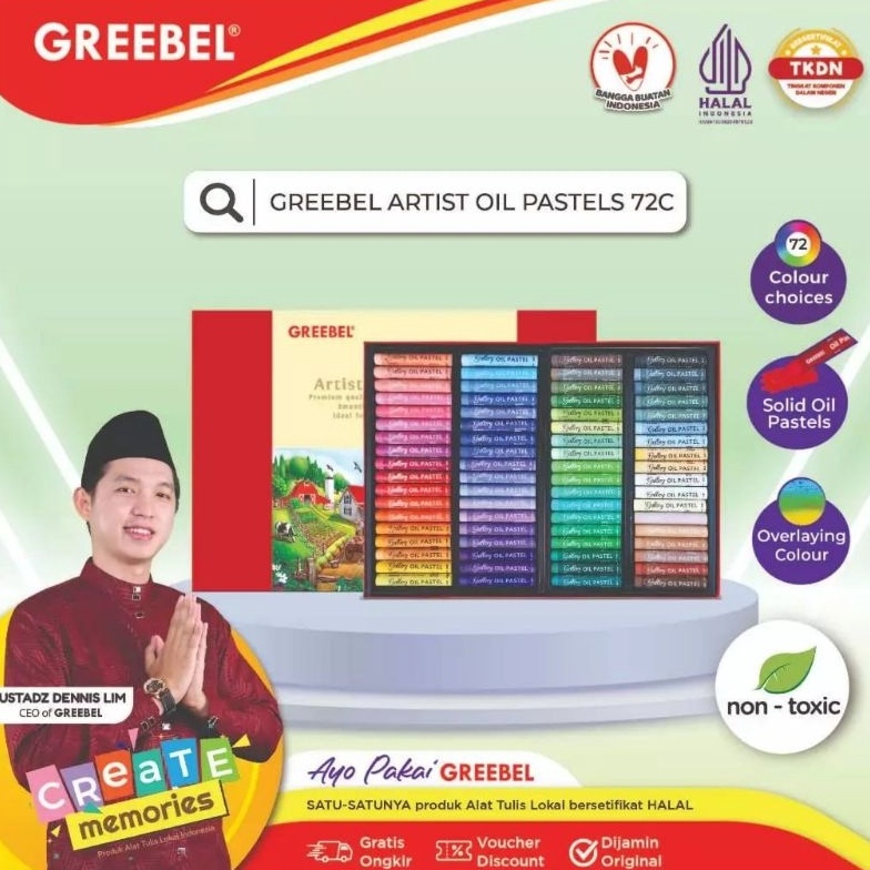 

Greebel Artist Oil Pastel Crayon 72C Crayon Greebel 72 warna ART Q8G2