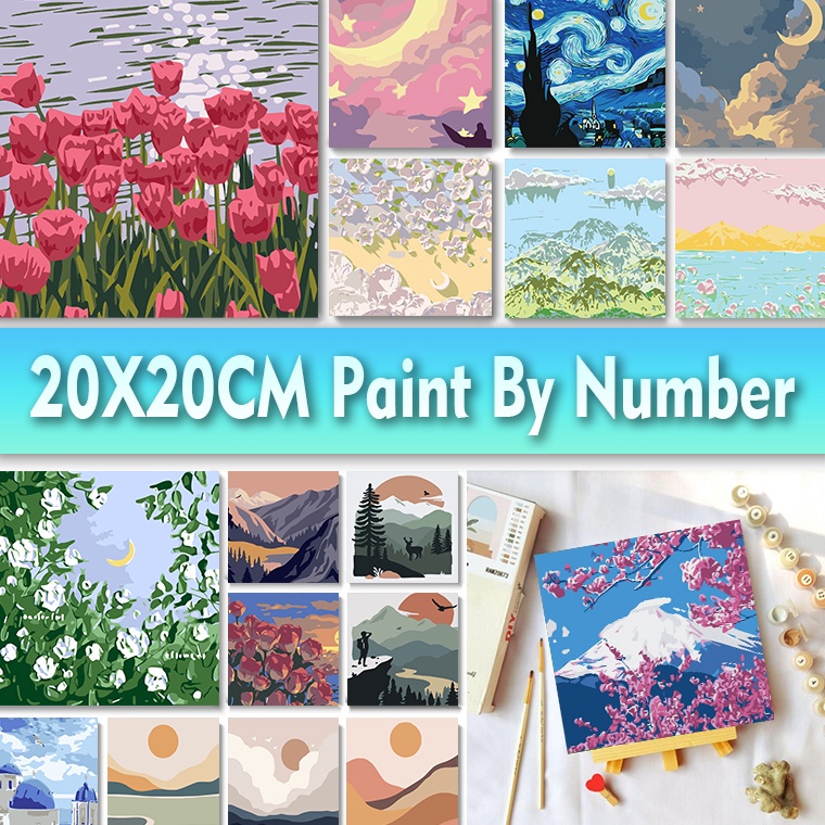 

Paint By Number 2x2cm DIY Paint Kit with Frame Digital Painting Landscape Cartoon Anime Series ART U6B3
