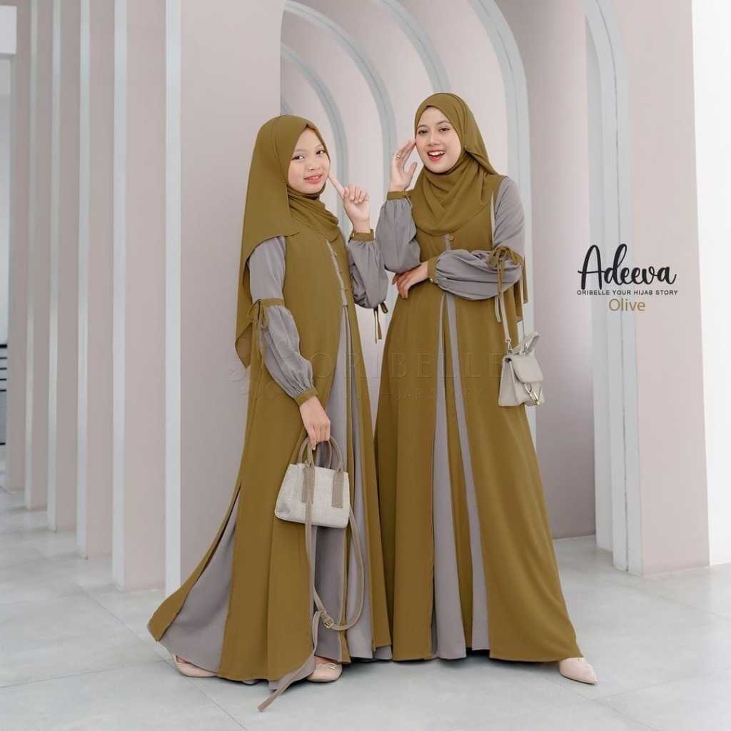 Gamis Couple Ibu Dan Anak Remaja Inner Dress Outer Pasmina set Gamis hijab anak Perempuan