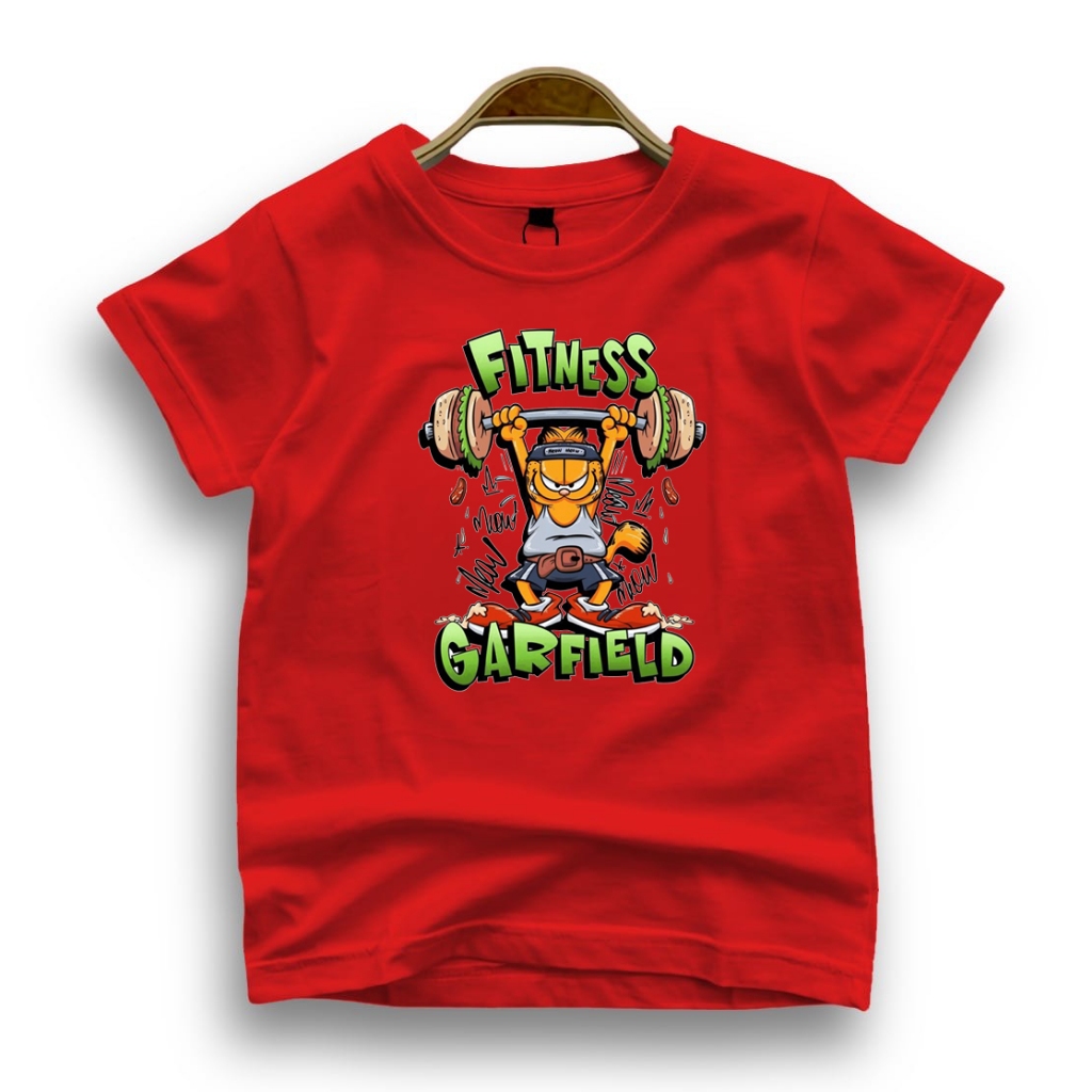 Restock Tshirt Kaos Baju Anak Fitnes Garfield Unisex Pria Wanita