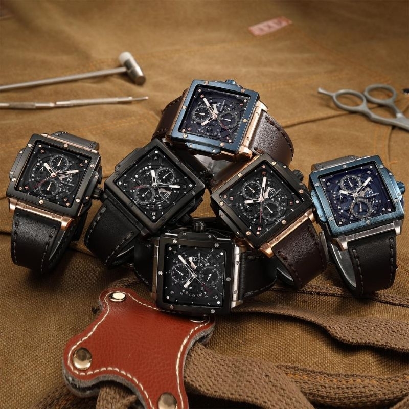 EVANS JAYDEN 9582 Jam tangan Pria Analog strap Kulit Original