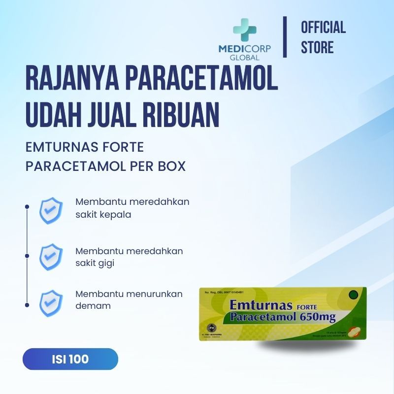 [MEDICORP] Emturnas forte paracetamol 650 mg obat sakit kepala dan demam isi 100