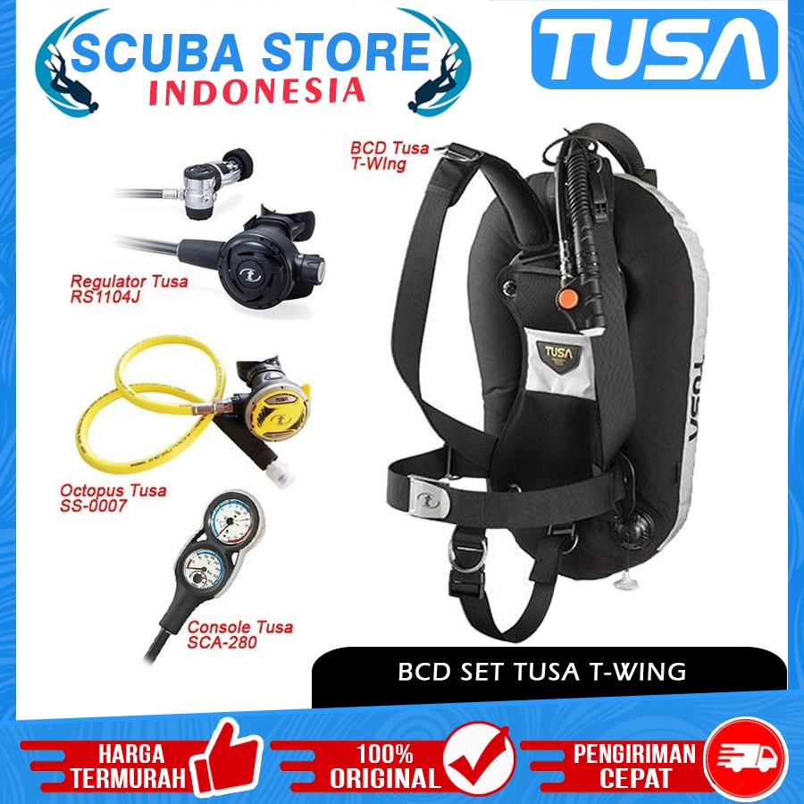 Paket BCD Set Package Tusa T-Wing Regulator RS1104J Octopus SS-0007 Console Pressure Gauge 2 in 1 SCA-280