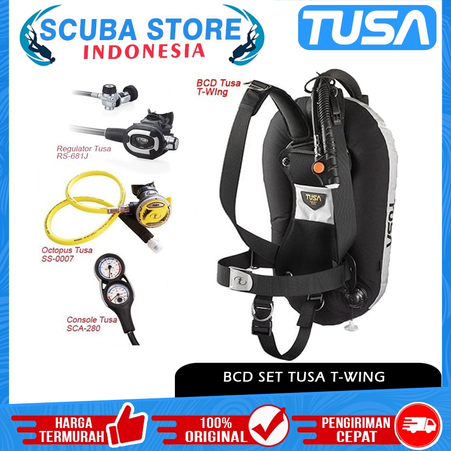 Paket BCD Set Package Tusa T-Wing Regulator RS-681J Octopus SS-0007 Console Pressure Gauge 2 in 1 SCA-280