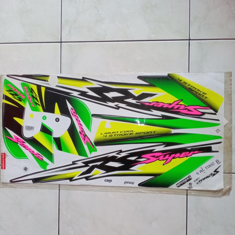 lis body stiker striping Honda Nova sonic 125 old RS super 2003 Hijau Hitam Custom