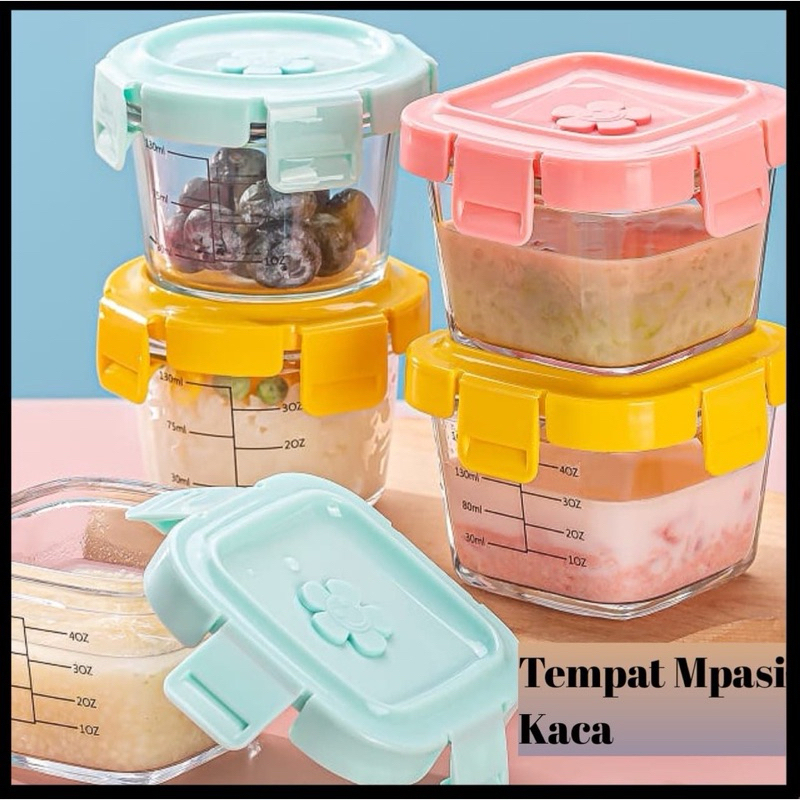 Wadah Mpasi Kaca Food Container Mpasi Kaca Tempat Kotak Mpasi Kaca-Penyimpanan Mpasi Glass Baby Food
