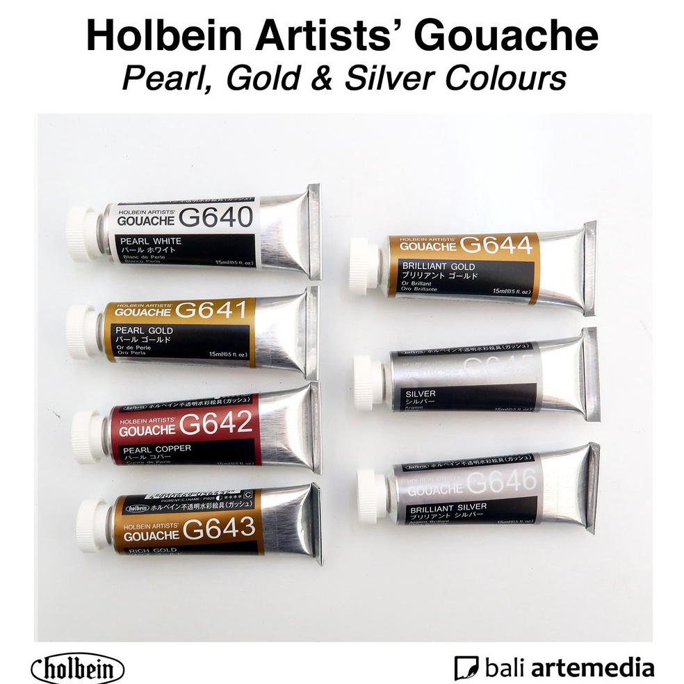 

Holbein Artists PEARL GOLD SILVER Gouache Paint 15ml ART D1G7