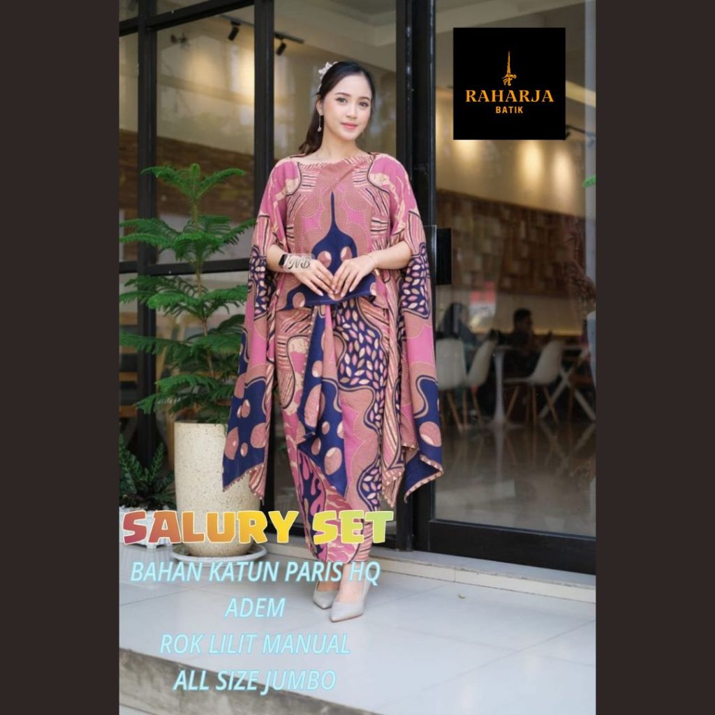 Set Batwing Batik Rok Lilit Katun Paris Kebaya Kondangan Atasan Terbaru Kekinian