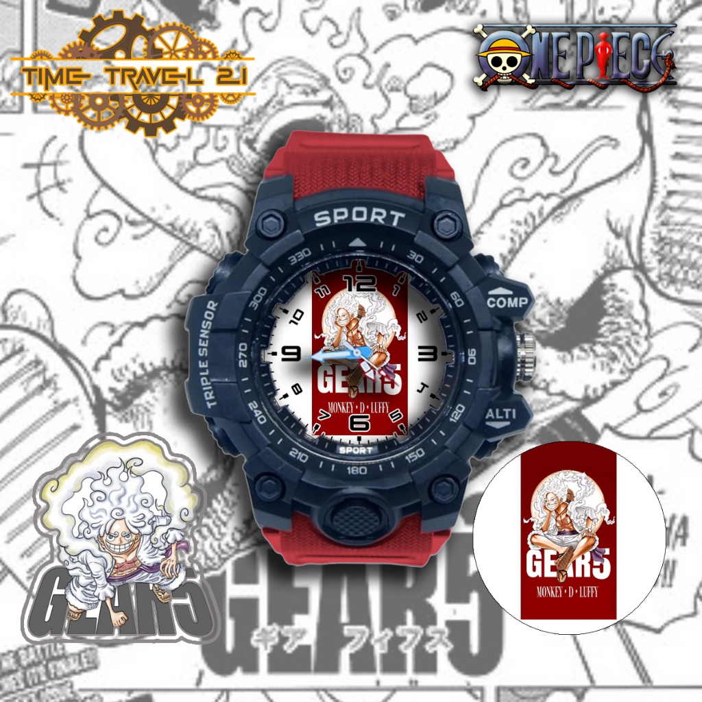Jam Tangan Anak ONE PIECE LUFFY GEAR 5 Strap Ruber Sporty Anti Air /Jam Tangan Sport 01X7SP02