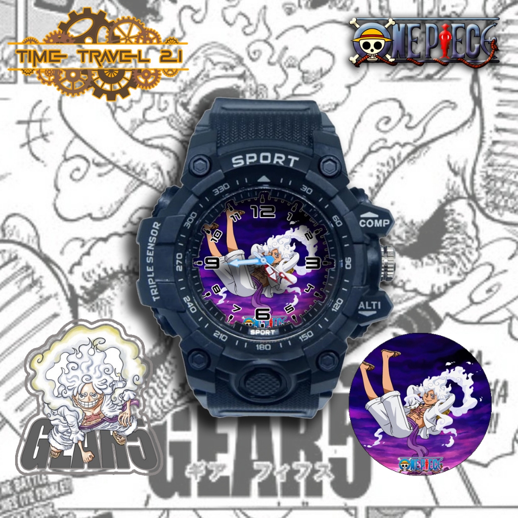 Jam Tangan Anak ONE PIECE LUFFY GEAR 5 Strap Ruber Sporty Anti Air /Jam Tangan Sport 01X7SP03