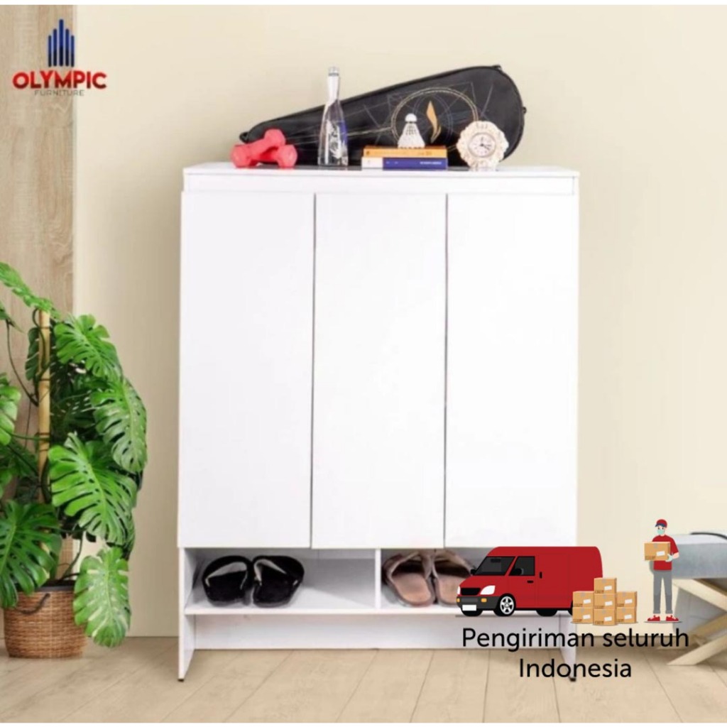 Lemari Rak Sepatu tertutup putih minimalis kapasitas besar LUAR BANDUNG