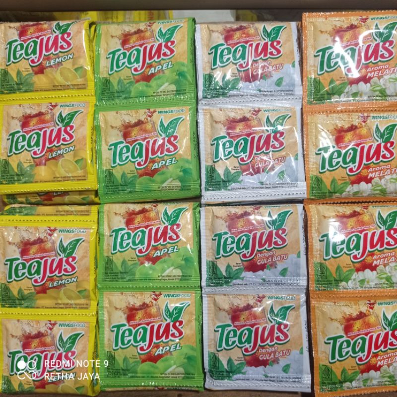 

Tea Jus Renceng isi 10pcs/Tea Jus Gula Batu,Apel,Melati,Lemon