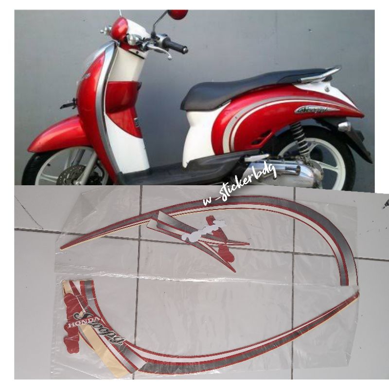 Striping Stiker Honda Scoopy Karbu Merah 2010 2011 2012