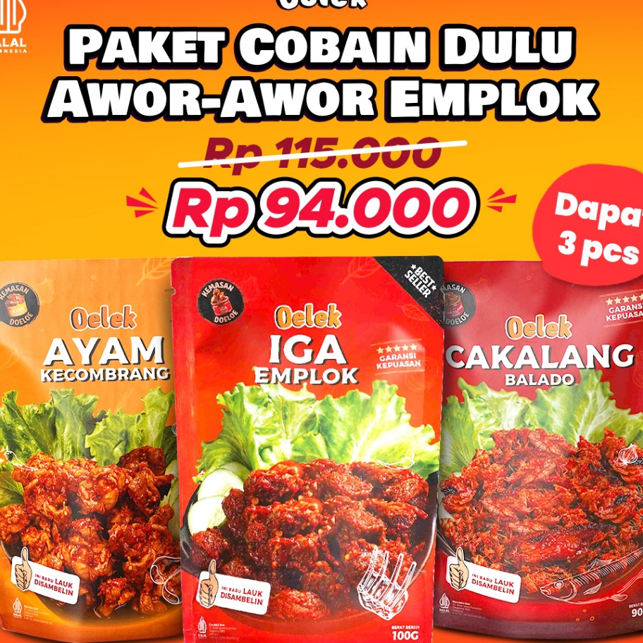 

1111 Paket Cobain Dulu AworAwor Emplok Iga Mercon Iga Sambal Oseng Iga Cakalang Balado Ayam Kecombrang