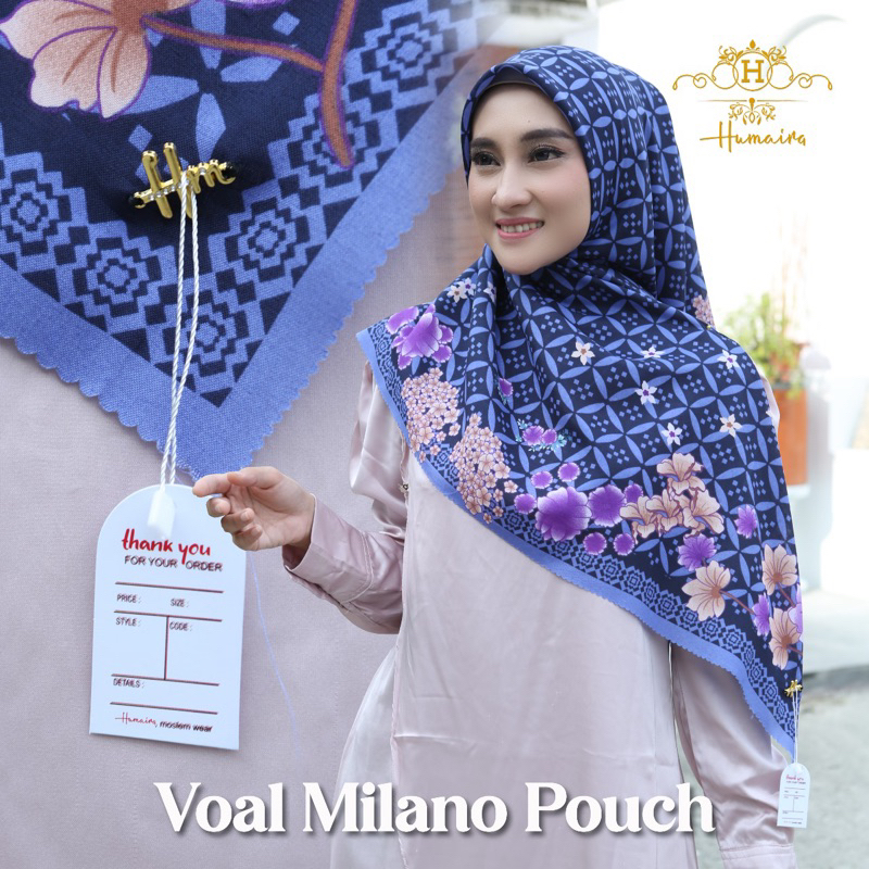 HIJAB  humaira segi 4 motif bunga free pouch