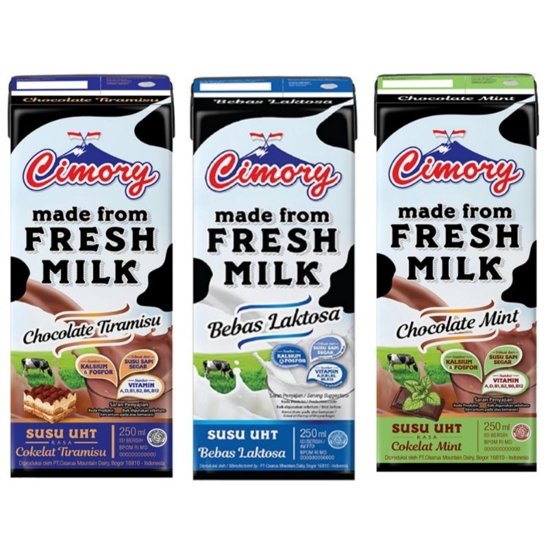 

Cimory Susu UHT Choco Mint, chocolate, bebas laktosa, choco tiramisu, almond 250 ml