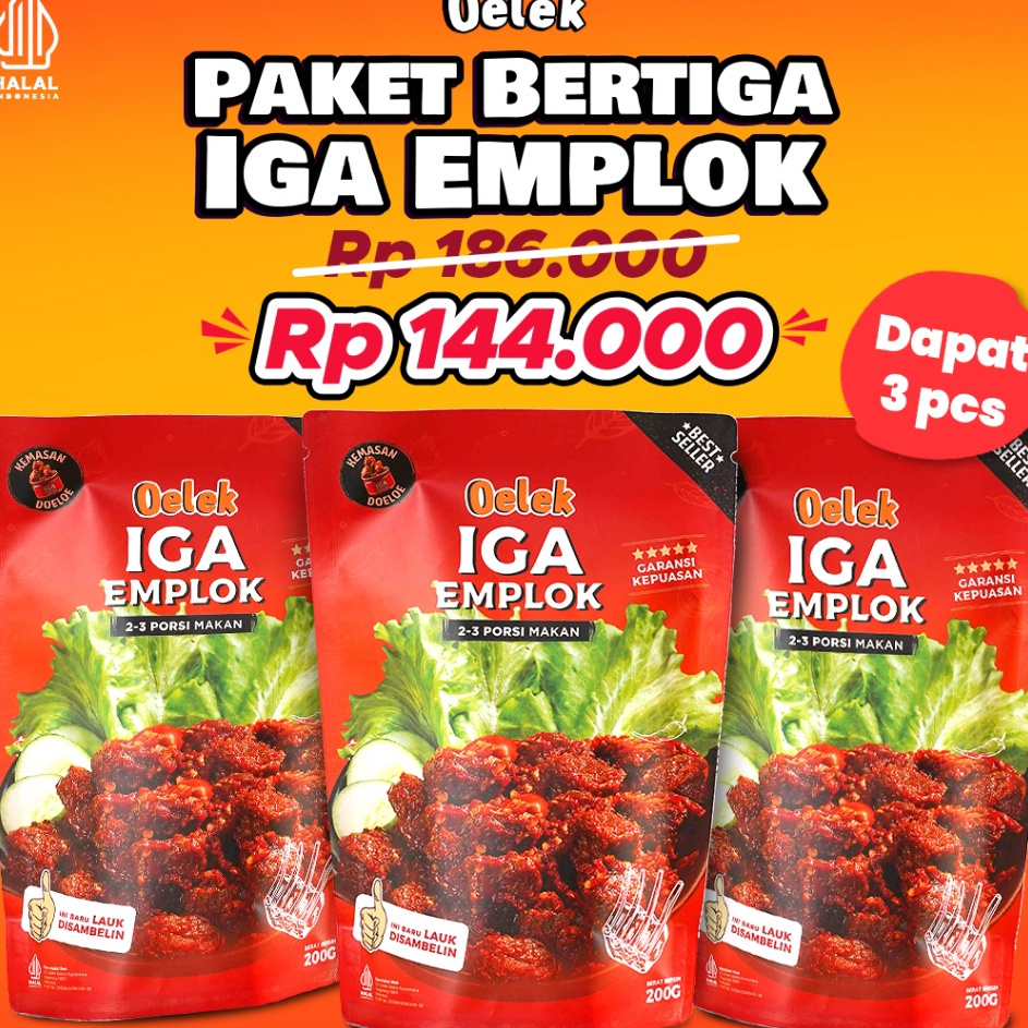 

XG34448 Paket Bertiga Iga Emplok Oelek 3 Pack Iga Emplok Iga Mercon Iga Sambal Oseng Iga