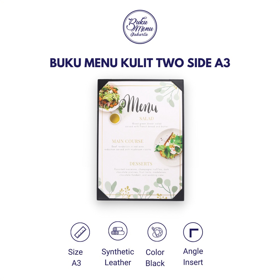 

COVER MENU TWO SIDE A4 A3 LEATHER KULIT RESTORAN RESTAURANT PUB CAFE KLINIK ART S1T4