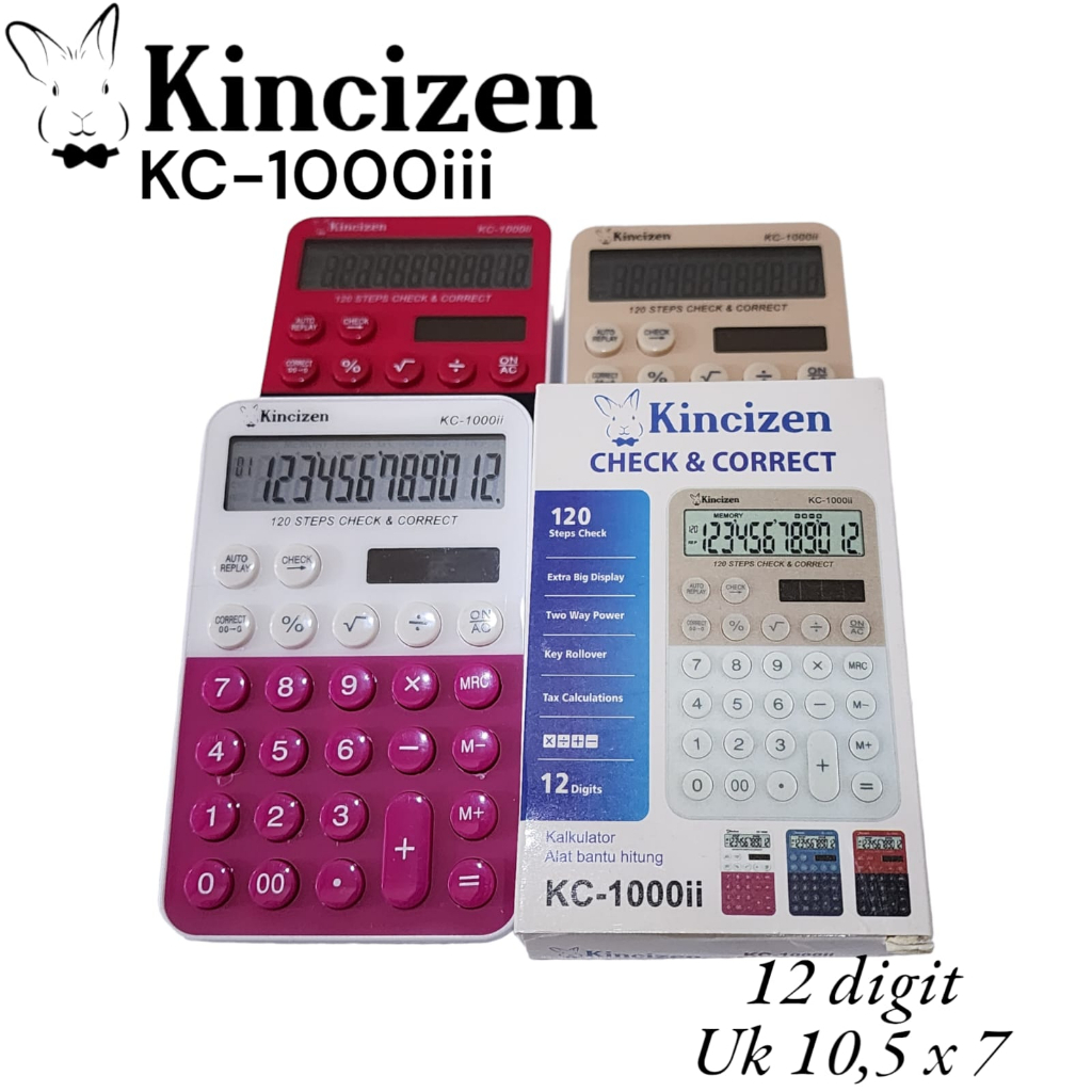 

Kakulator KINCIZEN KC-1000ii 2 warna kecil saku 12 digit check and correct automatic replay KINCIZEN 1000ii 1000 Calculator