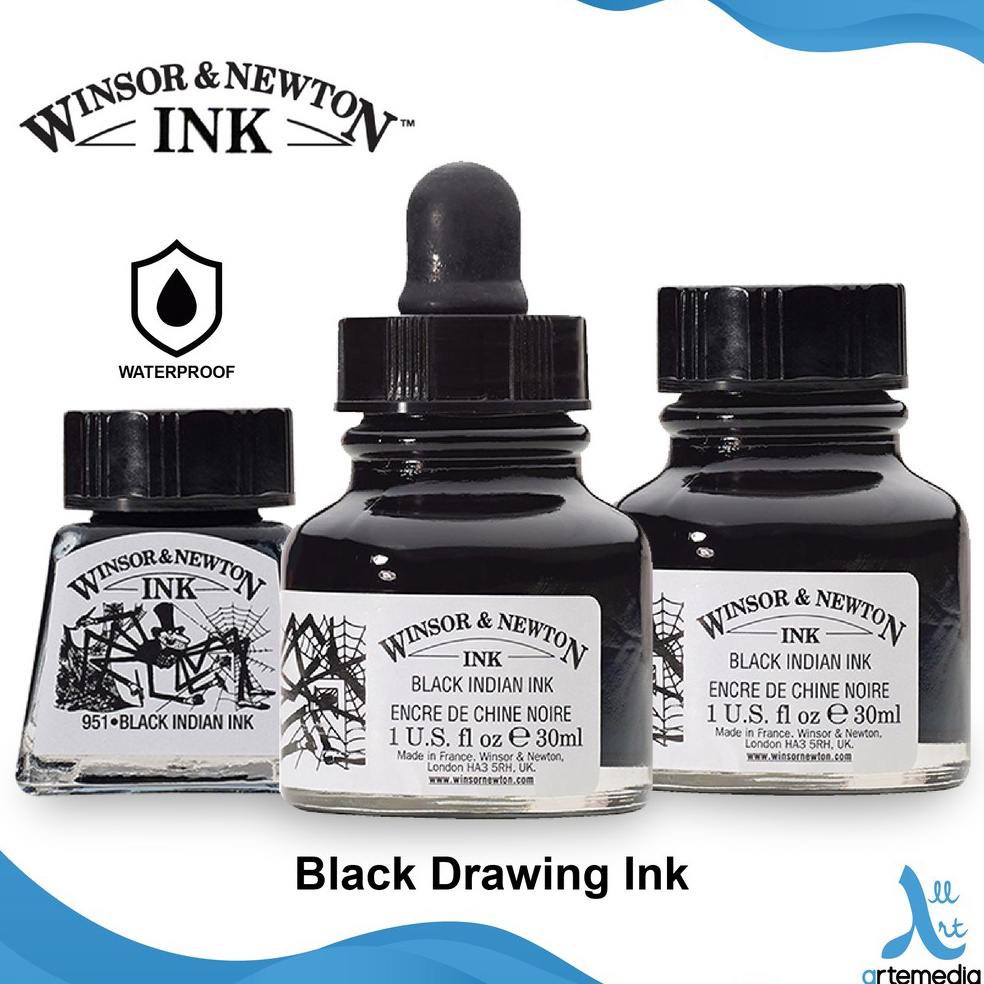

Tinta Kaligrafi Winsor Newton Black Drawing Ink Calligraphy ART A6S4