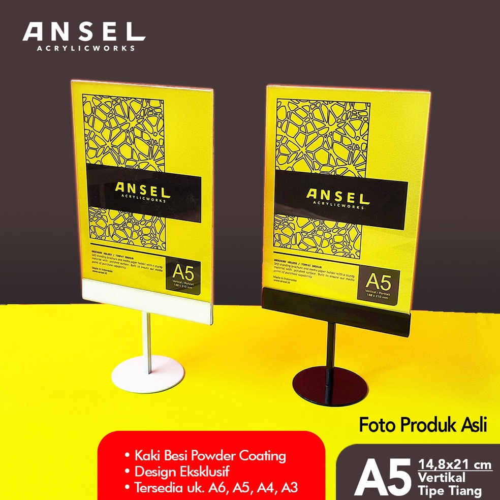 

ANSEL NORE Tent Card Akrilik Besi Tiang A5 Vertikal 148x21 cm Stand Akrilik Acrylic Display Menu Brosur Tent Holder Nomor Meja dll ART C6L3