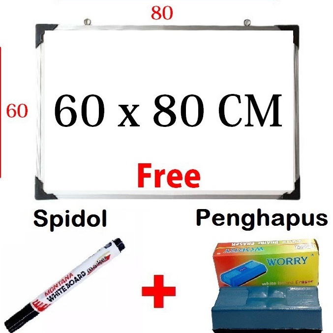 

Papan Tulis White Board Gantung Ukuran 6 cm x 8 cm Free Spidol dan Penghapus ART G6Y9