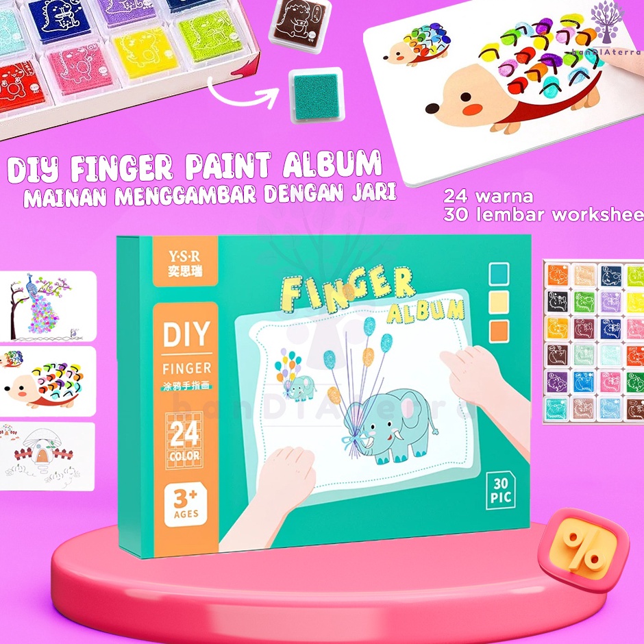 

Bandiaterra DIY Finger Paint Album 24 Colours Mainan Menggambar dengan Jari AnakAnak ART J6C3