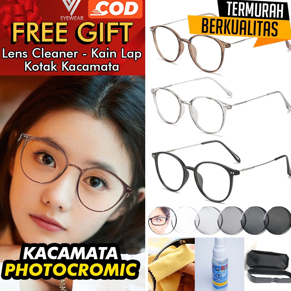 ART L33A veyewear 2955 Kacamata PHOTOCROMIC Original Lensa berubah warna Anti Radiasi UV Normal Minu