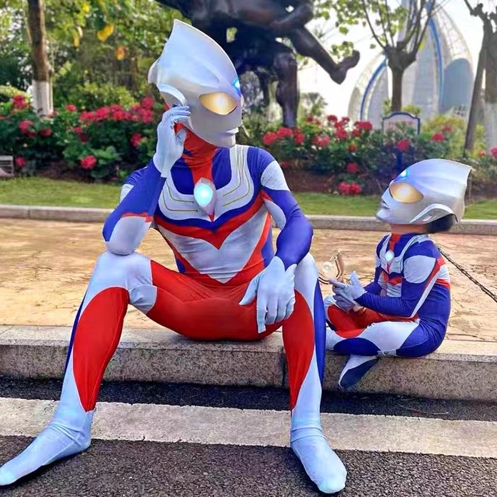 D2289 Orang Tua dan Anak Pakaian Ultraman Dewasa Mainan Anak Kostum Ultraman Digacero Suit Kostum Ko