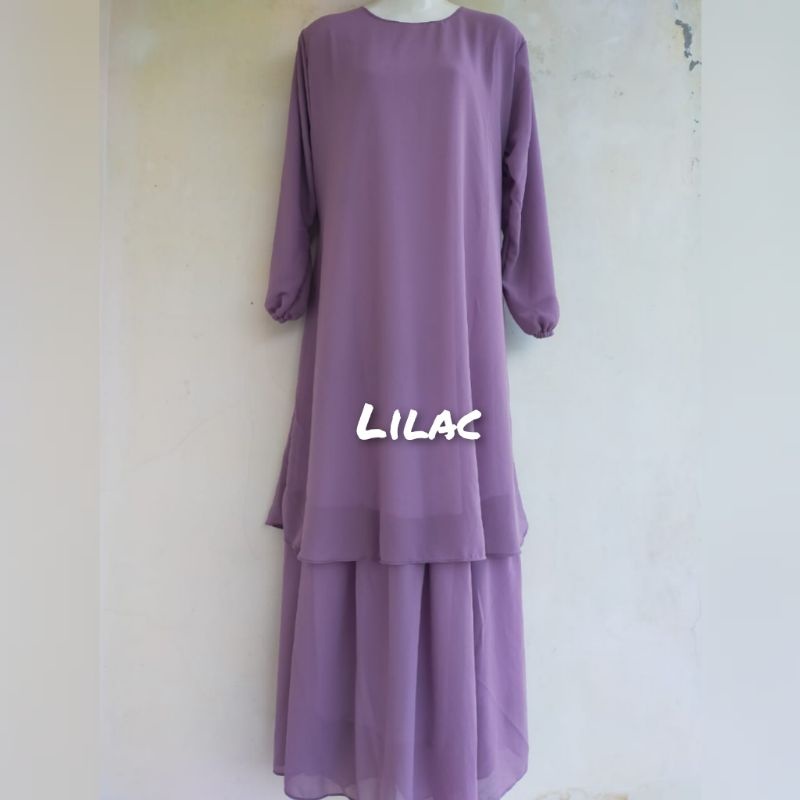 Gamis Virall Malaysia Melayu Kajian Ungu Lilac Simpel Polos Super Jumbo Terbaru 2024 LD 110 120 130 