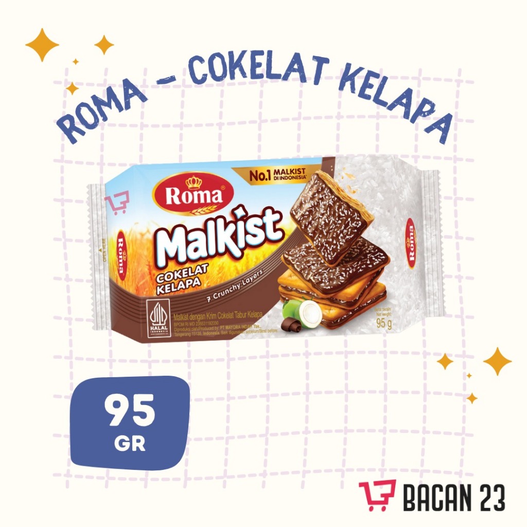 

Biskuit Roma Malkist Cokelat Kelapa (95 Gr) / Malkist Roma - Malkist crunchy Layers