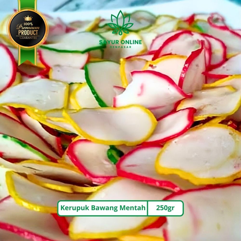 

Kerupuk Bawang Bibir Warna Warni 250gr - Sayur Online Denpasar