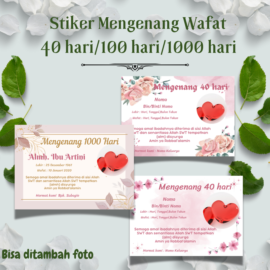 P2/Stiker Mengenang Wafat 40hari/100hari/1000hari/stiker tahlil 49hari/100hari