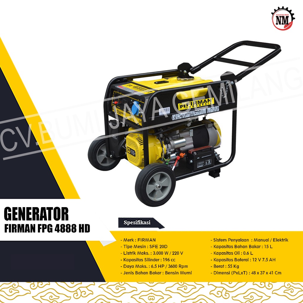 MESIN GENSET / GENERATOR FIRMAN FPG 4888 HD 3000 W