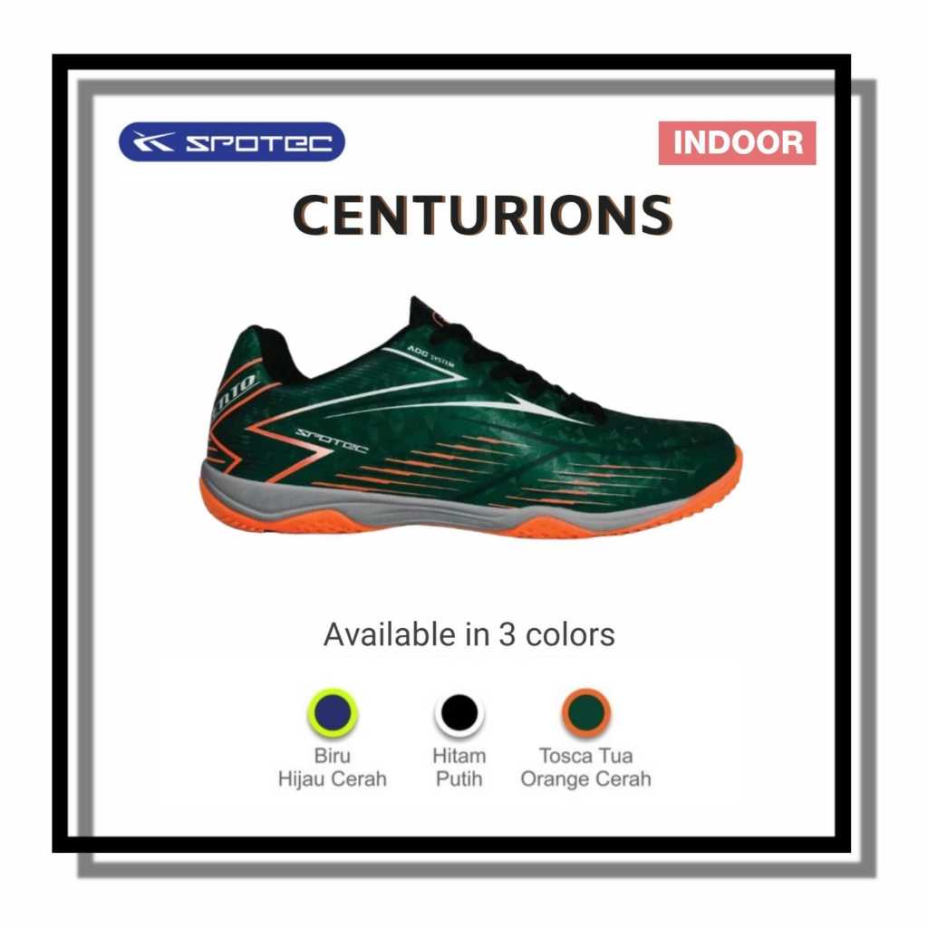 SPOTEC Sepatu INDOOR CENTURIONS Warna Tosca Tua - Oranye