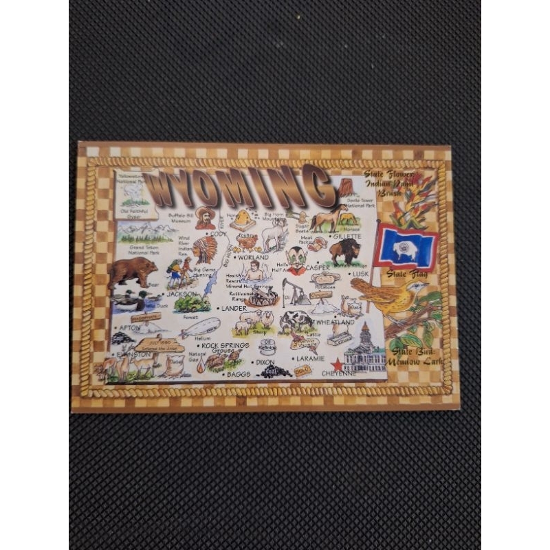 

kartu pos peta amerika/wyoming map postcard