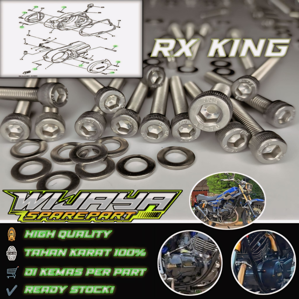 Baut Blok Mesin RX KING Fullset / Baut L Stainless Crankcase RX KING / COD Baut Yamaha L Stainless A